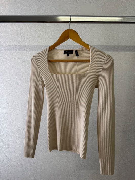 Theory ribbed beige shirt