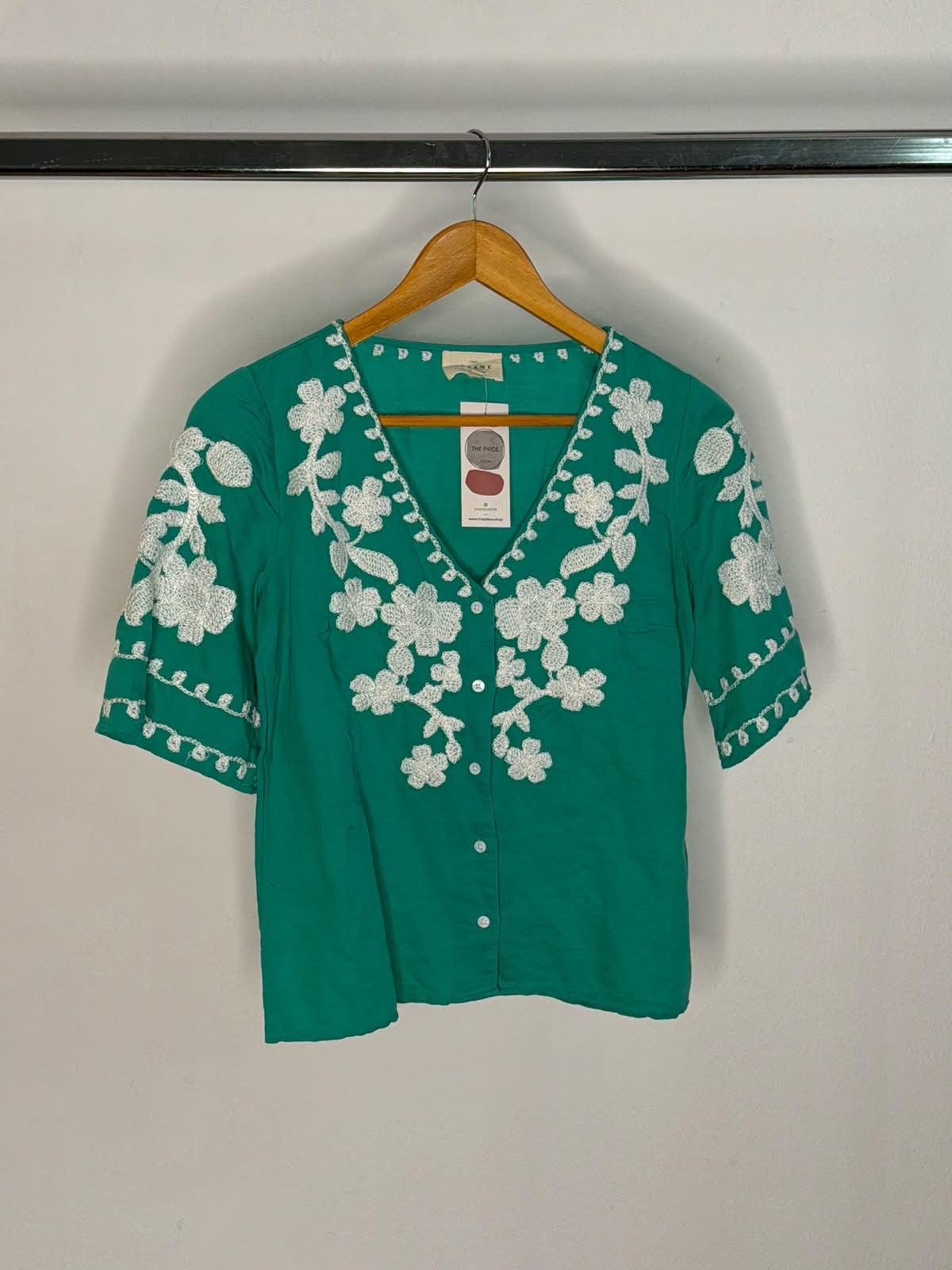 Sezane green shirt