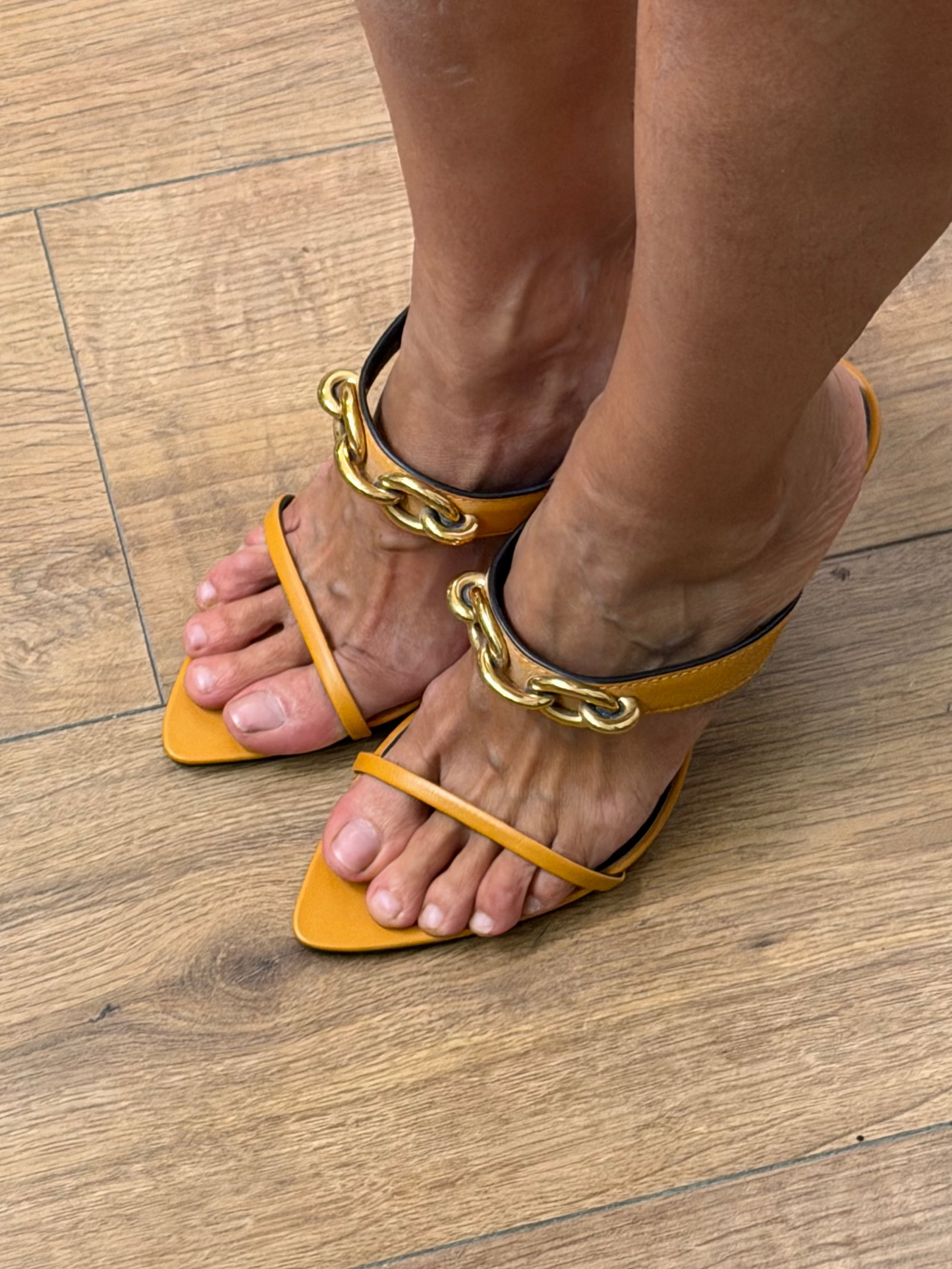 Yves Saint Laurent orange heels