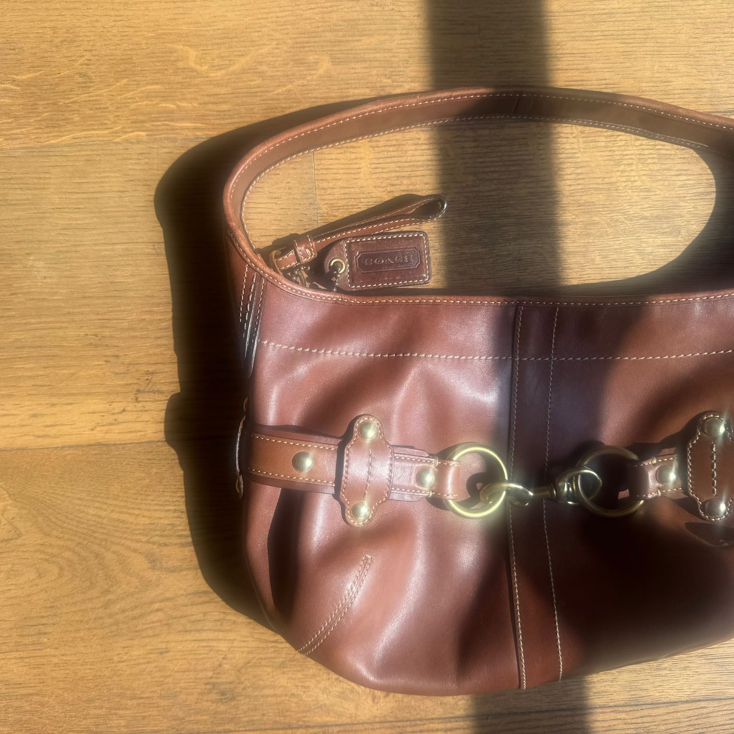 תיק יד חום של Coach