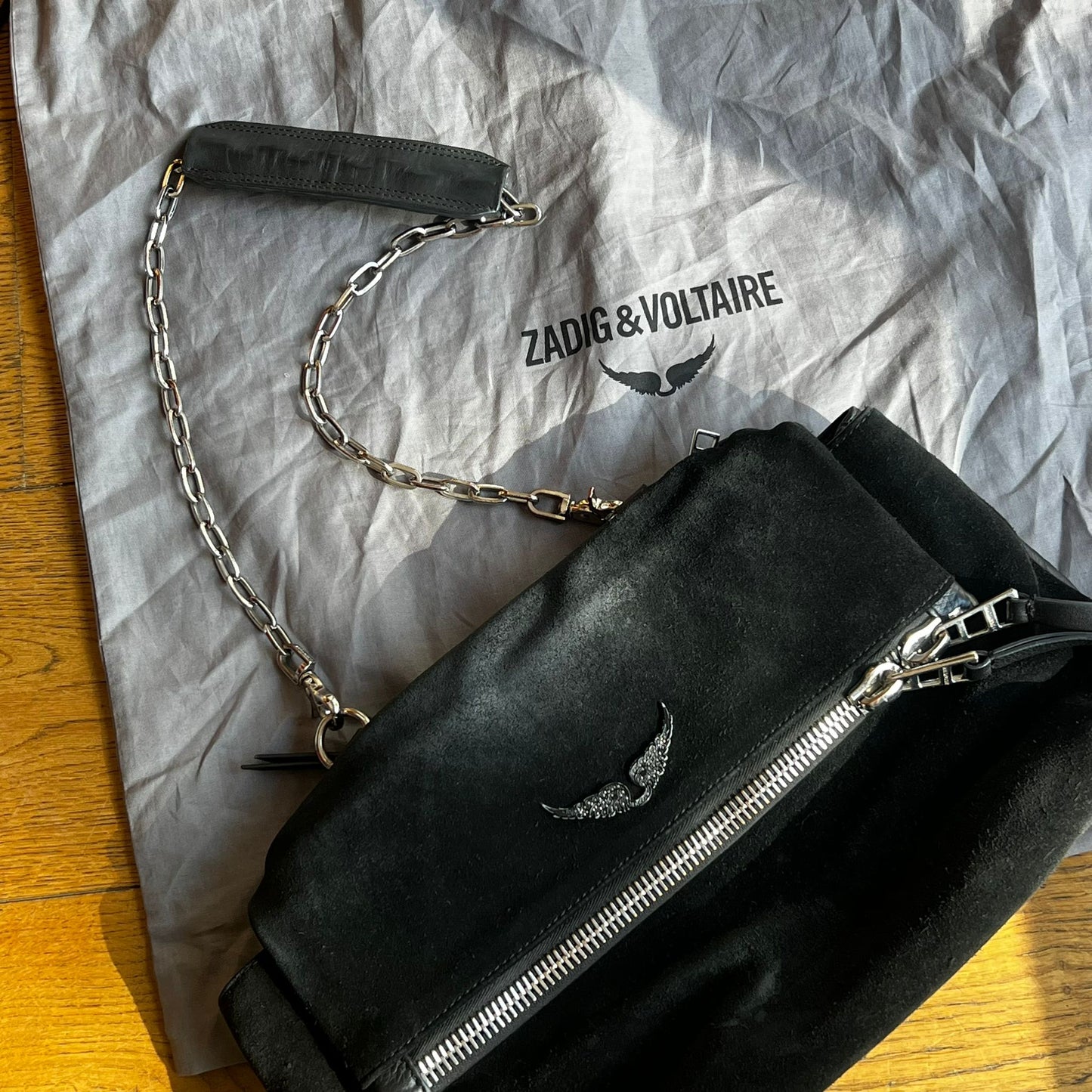 תיק זמש שחור של Zadig & Voltaire