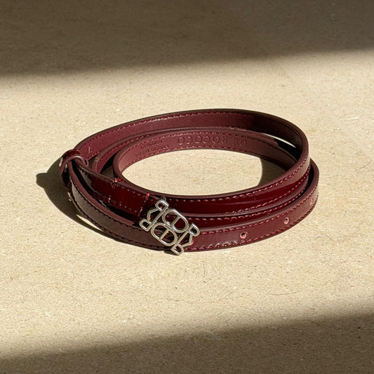 חגורת עור בורדו של De Rococo