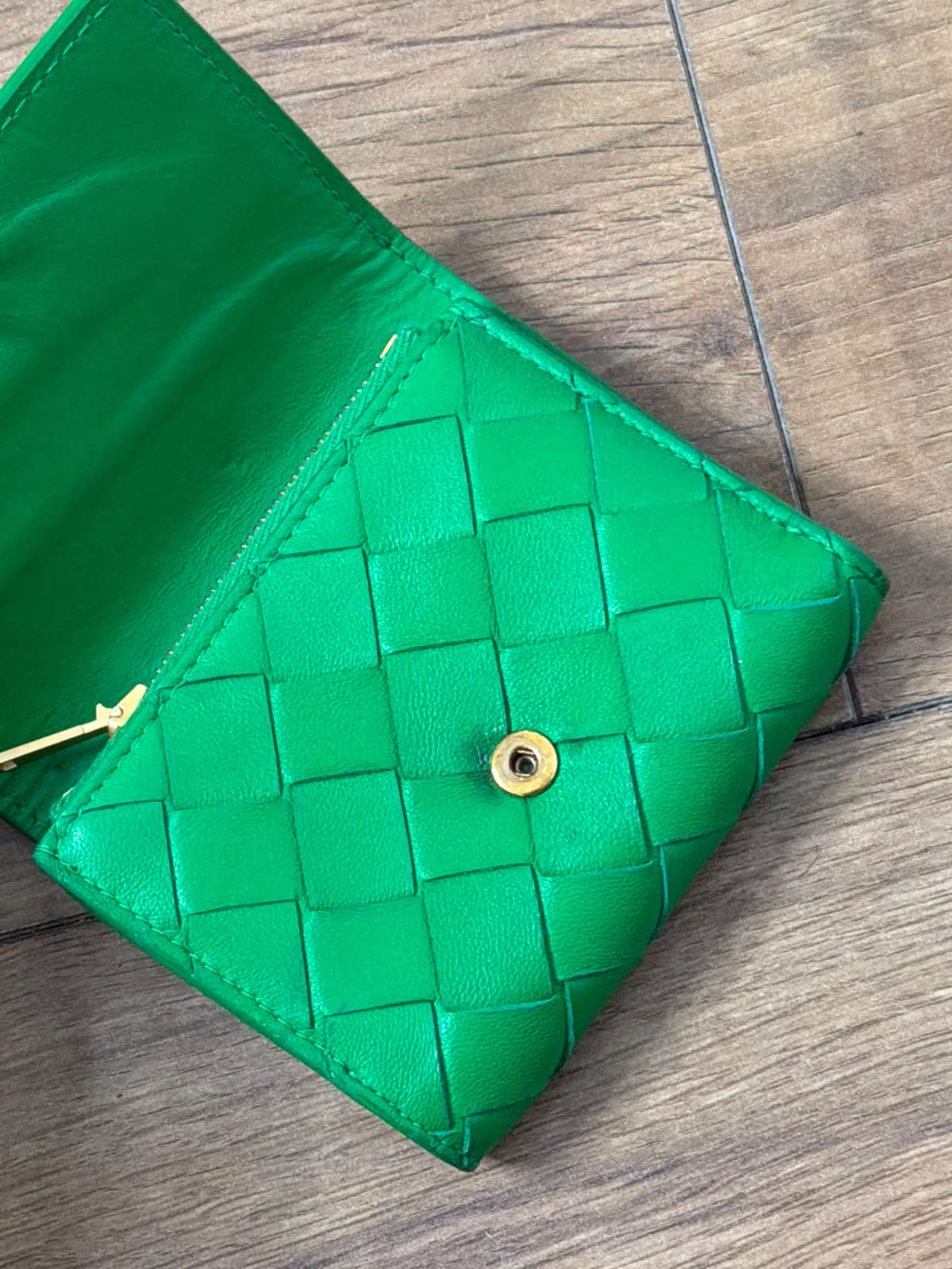 Bottega Veneta green wallet